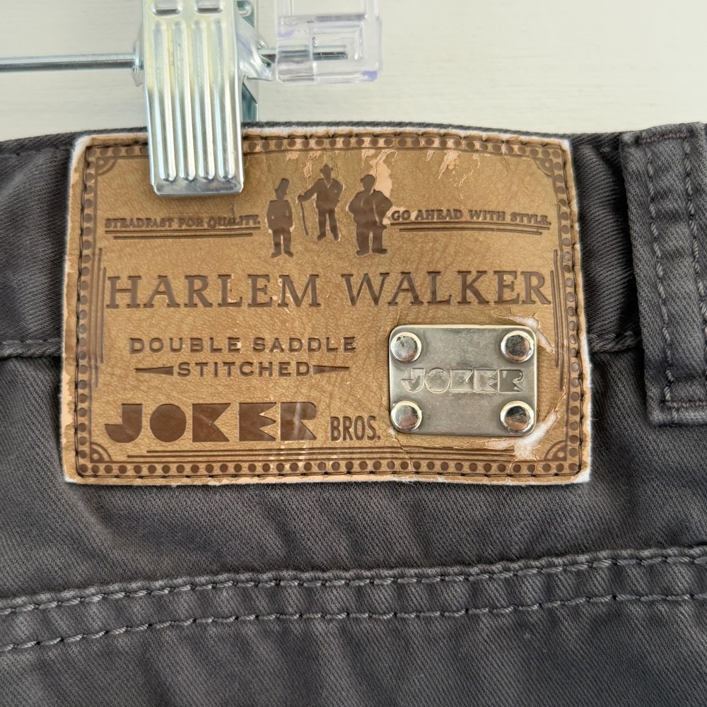 Joker Harlem Walker Jeans Mens 42x28 Gray Dark Wash Cotton Denim Logo Patch - Picture 10 of 16